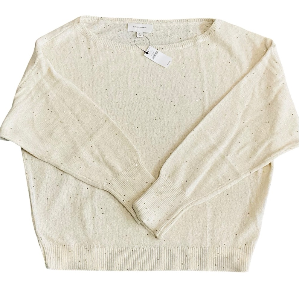Banana Republic Factory Cream Off-the-Shoulder Sweater